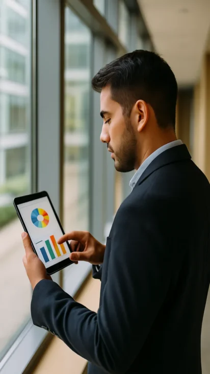 Estación de trabajo de un inversor profesional en 2026, analizando datos en múltiples pantallas con herramientas de IA de un bróker de élite.