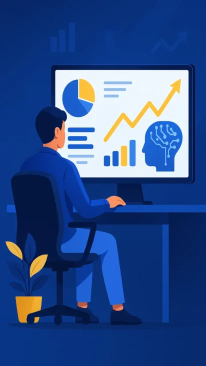 Profesional aplicando un sistema financiero inteligente basado en datos e IA