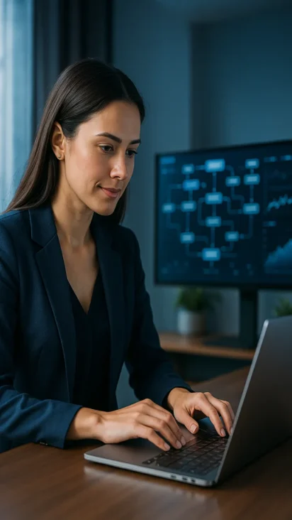 Un emprendedor diseñando un negocio digital con herramientas de IA y automatización en 2026.