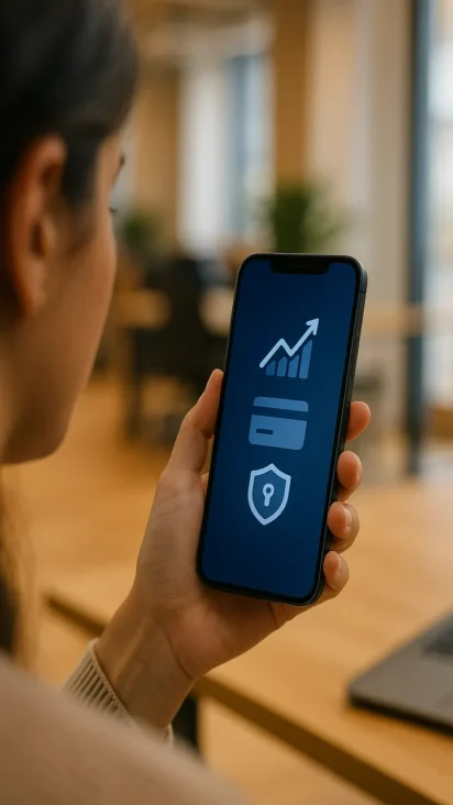 Un escudo digital protegiendo dinero, tarjetas y datos, simbolizando la seguridad financiera integral.